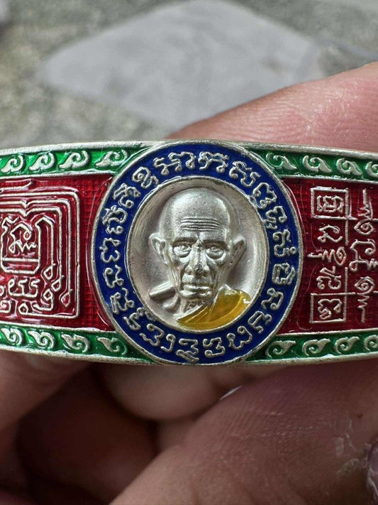 The "Temple-Breaker" Wealth Bracelet – Solid Silver & Enamel (BE 2558) Luang Phor Ruay, “Ruay Somjai Nuek” model, 3rd quarter 58
